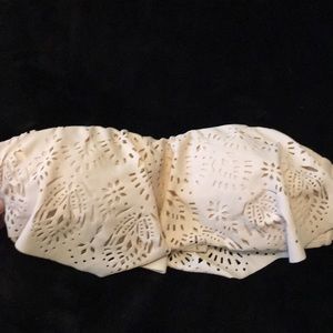 Light pink strapless bikini top with strappy back